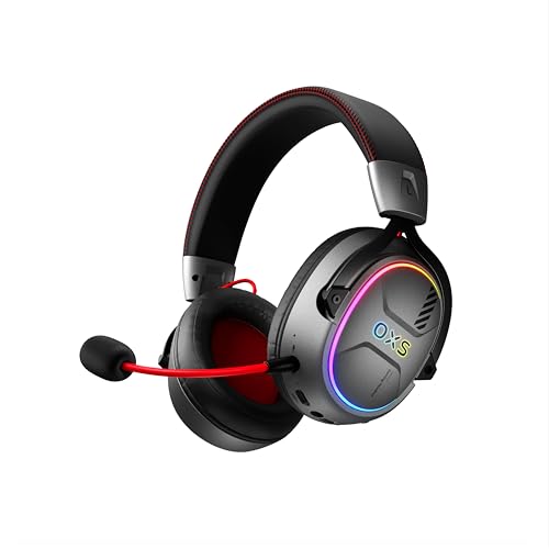 OXS Storm G2 Kabelloses Gaming-Headset, 7,1 Virtueller Surround Sound, 3 EQ Modi, 2,4 GHz Niedrige Latenz, 50 mm Treiber, RGB Beleuchtung, Bluetooth 5.3, Kompatibel mit PC, Konsole, Handy, Schwarz Bild 1