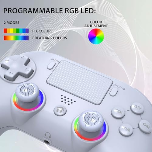 Subsonic - Kabelloser Controller für PS4 / Playstation 4 - Bluetooth-Controller mit LED, Vibration und Gaming-Headset-Anschluss – Weiß [playstation_4] Bild 2