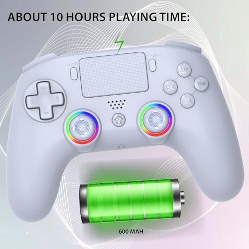 Subsonic - Kabelloser Controller für PS4 / Playstation 4 - Bluetooth-Controller mit LED, Vibration und Gaming-Headset-Anschluss – Weiß [playstation_4] Bild 4