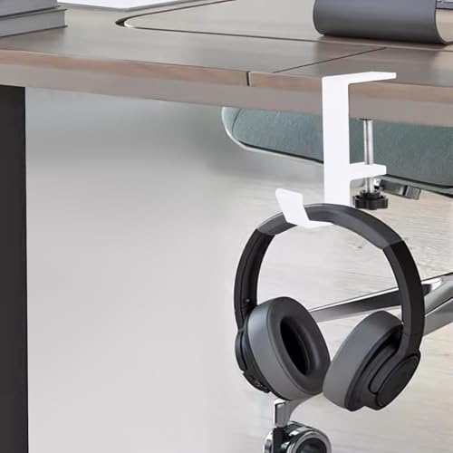Jeffdad Kopfhörer Ständer Weiß, Headset Halterung Mit Doppelhaken Kopfhörerhalter Headphone Stand Schreibtisch Kopfhöreraufhänger Kopfhörer Clip Gaming Headset Halterung Halter (Weiß Einlagiger Haken) Bild 5
