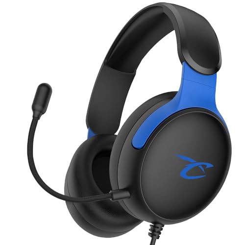 SUBSONIC - Astra Gaming-Headset für PS5 PS4 PC Xbox, Gaming-Kopfhörer mit 40-mm-Lautsprecher, neigbares Mikrofon, integrierte Lautstärkeregelung und Stummschalttaste - Schwarz und blau Bild 2