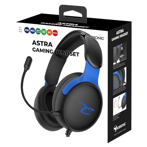 SUBSONIC - Astra Gaming-Headset für PS5 PS4 PC Xbox, Gaming-Kopfhörer mit 40-mm-Lautsprecher, neigbares Mikrofon, integrierte Lautstärkeregelung und Stummschalttaste - Schwarz und blau Bild 6