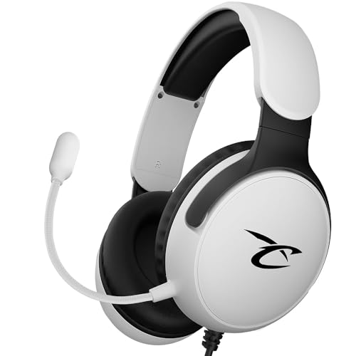 SUBSONIC - Astra Gaming-Headset für PS5 PS4 PC Xbox, Gaming-Kopfhörer mit 40-mm-Lautsprecher, neigbares Mikrofon, integrierte Lautstärkeregelung und Stummschalttaste - Weiß und Schwarz. Bild 2