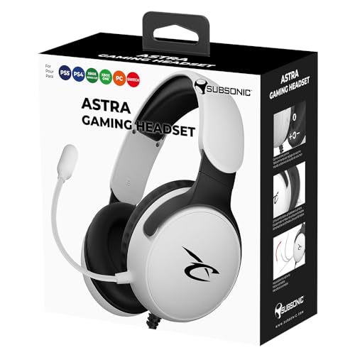 SUBSONIC - Astra Gaming-Headset für PS5 PS4 PC Xbox, Gaming-Kopfhörer mit 40-mm-Lautsprecher, neigbares Mikrofon, integrierte Lautstärkeregelung und Stummschalttaste - Weiß und Schwarz. Bild 6