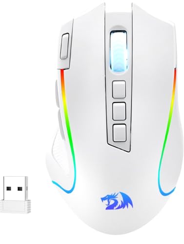 Redragon M612 PRO RGB Gaming Maus 8000 DPI Kabelgebundene/Kabellose Maus mit 9 Programmierbaren Tasten & 6 Hintergrundbeleuchtungsmodi BT & 2.4G Drahtlose Softwareunterstützung, Weiß Bild 1