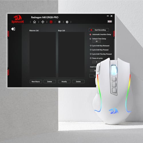 Redragon M612 PRO RGB Gaming Maus 8000 DPI Kabelgebundene/Kabellose Maus mit 9 Programmierbaren Tasten & 6 Hintergrundbeleuchtungsmodi BT & 2.4G Drahtlose Softwareunterstützung, Weiß Bild 7