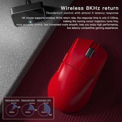 Darmoshark N5 1K kabellose Gaming-Maus, Tri-Mode 2,4 G/USB-C/Bluetooth-Maus bis zu 26000 DPI, PAW3395 optischer Sensor, PC-Gaming-Maus mit 7 programmierbaren Tasten, geeignet für Windows und Mac, 500 Bild 3