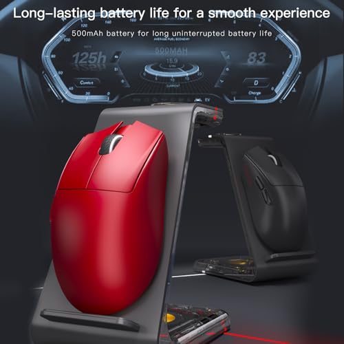 Darmoshark N5 1K kabellose Gaming-Maus, Tri-Mode 2,4 G/USB-C/Bluetooth-Maus bis zu 26000 DPI, PAW3395 optischer Sensor, PC-Gaming-Maus mit 7 programmierbaren Tasten, geeignet für Windows und Mac, 500 Bild 4