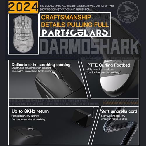Darmoshark N5 1K kabellose Gaming-Maus, Tri-Mode 2,4 G/USB-C/Bluetooth-Maus bis zu 26000 DPI, PAW3395 optischer Sensor, PC-Gaming-Maus mit 7 programmierbaren Tasten, geeignet für Windows und Mac, 500 Bild 7