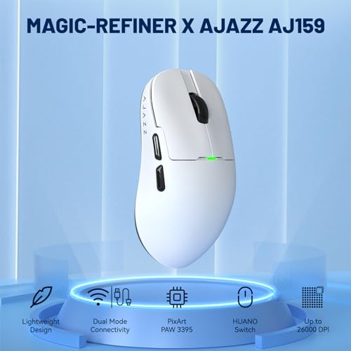 MAGIC-REFINER X AJAZZ AJ159 Kabellose Gaming-Maus, Gaming-Maus Für Kabelgebundene PCs 2.4G/USB - C, Wiederaufladbare Computermaus, Sensor PAW3395, 6 Einstellbare DPI Bis Zu 26000 Für PC/Mac - Weiß Bild 2