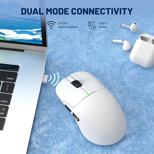 MAGIC-REFINER X AJAZZ AJ159 Kabellose Gaming-Maus, Gaming-Maus Für Kabelgebundene PCs 2.4G/USB - C, Wiederaufladbare Computermaus, Sensor PAW3395, 6 Einstellbare DPI Bis Zu 26000 Für PC/Mac - Weiß Bild 3
