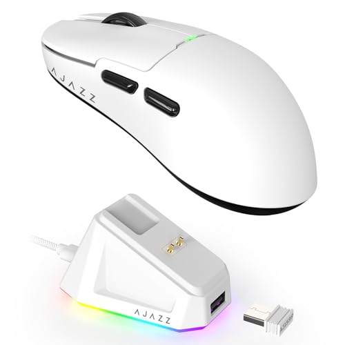 MAGIC-REFINER X AJAZZ AJ159P Kabellose Gaming-Maus Mit Magnetischem RGB-Ladedock, Gaming-Maus Für Kabelgebundene PCs 2.4G/USB-C, PAW3395-Sensor, 6 Einstellbare DPI Bis Zu 26000 Für PC/Mac-Weiß Bild 1