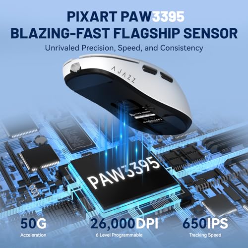 MAGIC-REFINER X AJAZZ AJ159P Kabellose Gaming-Maus Mit Magnetischem RGB-Ladedock, Gaming-Maus Für Kabelgebundene PCs 2.4G/USB-C, PAW3395-Sensor, 6 Einstellbare DPI Bis Zu 26000 Für PC/Mac-Weiß Bild 4