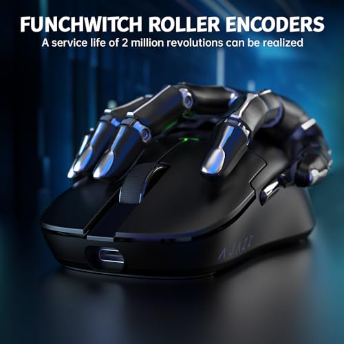 AJAZZ AJ159P SUPERLIGHT Kabellose Gaming-Maus mit Magnetischer Ladestation, Ultraleicht 56g, Pixart PAW3395 Sensor, 26000 DPI, 2,4GHz/Kabelgebunden, 6 Programmierbare Tasten, für PC/MAC (Schwarz) Bild 5