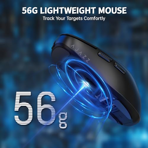 AJAZZ AJ159P SUPERLIGHT Kabellose Gaming-Maus mit Magnetischer Ladestation, Ultraleicht 56g, Pixart PAW3395 Sensor, 26000 DPI, 2,4GHz/Kabelgebunden, 6 Programmierbare Tasten, für PC/MAC (Schwarz) Bild 6