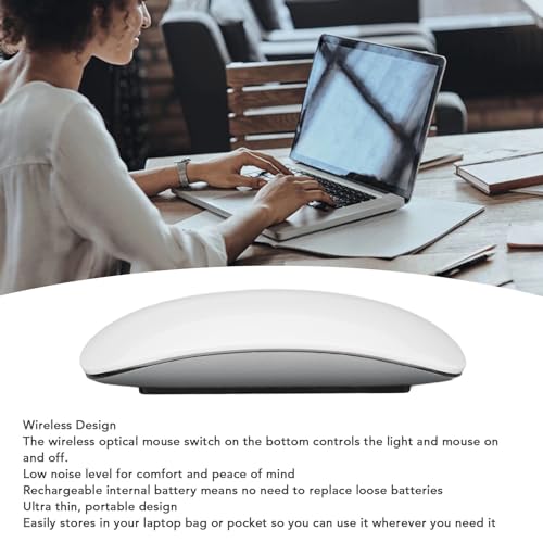 ciciglow Ergonomische Kabellose -Maus, Tragbare, Wiederaufladbare Multi-Touch-Maus mit Schlankem Design für PC und Laptop, mit USB C für Universelle Kompatibilität (White) Bild 2