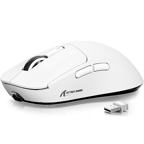 ATTACK SHARK X3 49g Ultralight Mouse, PixArt PAW3395 Gaming Sensor, BT/2.4G Wireless/Wired Gaming Mouse, 26000 DPI, 200 Hours Battery, Office Mice for Win11/Xbox/PS/Mac (White) Bild 1