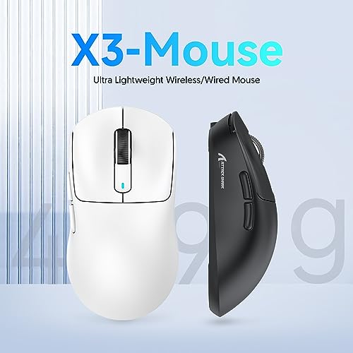ATTACK SHARK X3 49g Ultralight Mouse, PixArt PAW3395 Gaming Sensor, BT/2.4G Wireless/Wired Gaming Mouse, 26000 DPI, 200 Hours Battery, Office Mice for Win11/Xbox/PS/Mac (White) Bild 2