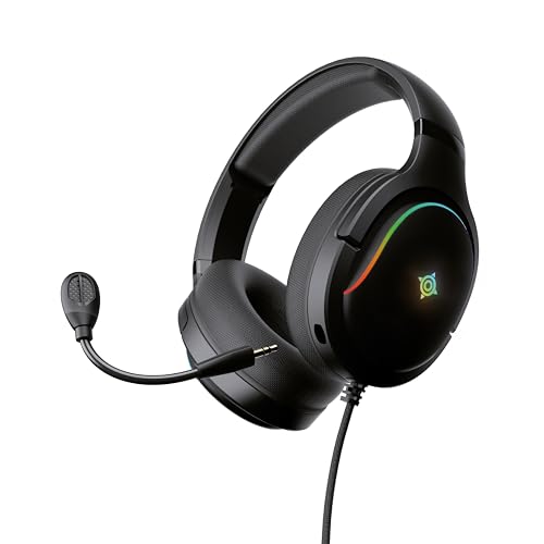 NOVA GAMING Borealis Gaming-Kopfhörer mit abnehmbarem Mikrofon, RGB-Lichtspiele, leicht und komfortabel, kompatibel mit Mehreren Plattformen (PC, PS4-5 und Switch), Schwarz Bild 1