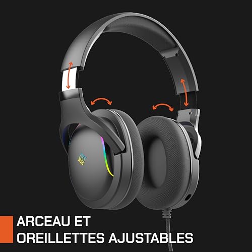 NOVA GAMING Borealis Gaming-Kopfhörer mit abnehmbarem Mikrofon, RGB-Lichtspiele, leicht und komfortabel, kompatibel mit Mehreren Plattformen (PC, PS4-5 und Switch), Schwarz Bild 2