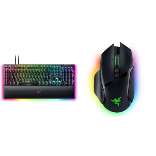 Razer BlackWidow V4 Pro (Green Switch) - Mechanische Gaming-Tastatur & Basilisk V3 Pro - Anpassbare kabellose Gaming-Maus HyperScroll Tilt Wheel Bild 1