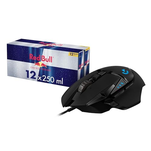 Red Bull Energy Drink Dosen Getränke 12er Palette + Logitech G502 HERO High-Performance Gaming-Maus Schwarz Bild 1