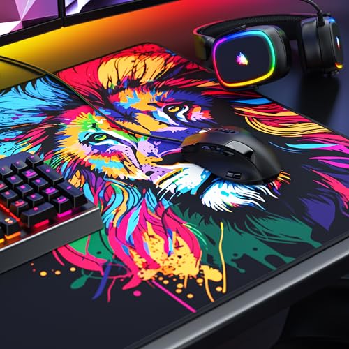 Titanwolf XXXL Übergröße Mauspad 1200x600mm, Gaming Mousepad Groß,120x60 cm Tischunterlage Large Size, verbessert Präzision und Geschwindigkeit XXXL, für Logitech Maus und Tastatur, Colour Lion Bild 5
