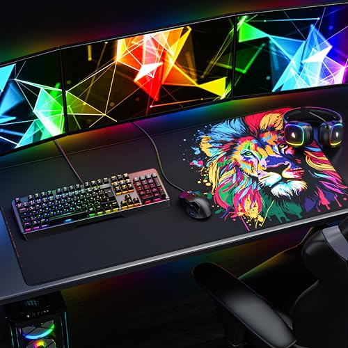Titanwolf XXXL Übergröße Mauspad 1200x600mm, Gaming Mousepad Groß,120x60 cm Tischunterlage Large Size, verbessert Präzision und Geschwindigkeit XXXL, für Logitech Maus und Tastatur, Colour Lion Bild 6