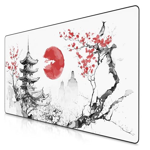 Titanwolf XXXL Übergröße Mauspad 1200x600mm, Gaming Mousepad Groß,120x60 cm Tischunterlage Large Size, verbessert Präzision und Geschwindigkeit XXXL, für Logitech Maus und Tastatur, Japan Ink Painting Bild 1