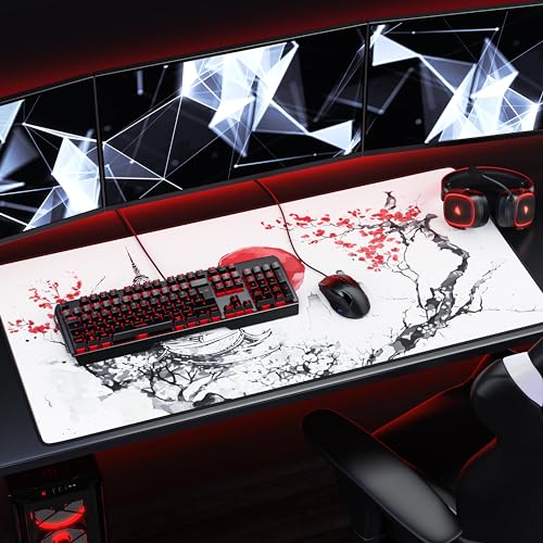 Titanwolf XXXL Übergröße Mauspad 1200x600mm, Gaming Mousepad Groß,120x60 cm Tischunterlage Large Size, verbessert Präzision und Geschwindigkeit XXXL, für Logitech Maus und Tastatur, Japan Ink Painting Bild 6