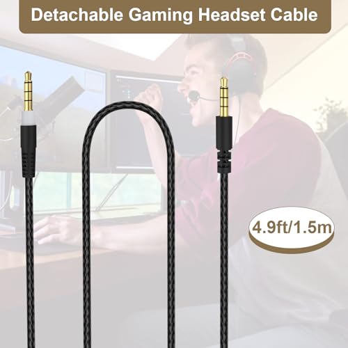 3,5 mm Audio-Klinkenstecker, Stereo, Cloud-Alpha-Kabel, AUX-Kabel, Gaming-Headset, kompatibel mit HyperX Kingston Cloud Alpha und Cloud Mix Gaming-Headset, 1,5 m (ohne Mikrofon) Bild 6