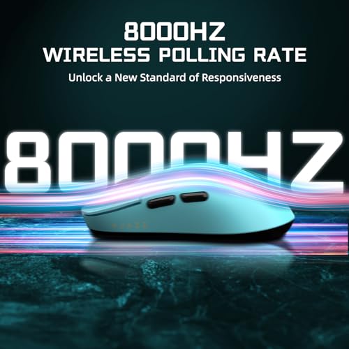 ATTACK SHARK Ajazz AJ159APEX PAW3950 Gaming-Maus, 42000 DPI, 8000Hz Kabellose Abfragerate, RGB-Magnetladestation mit Farbdisplay, 56g Superlight, 2,4G/BT/Kabelgebundene Gaming-Mouse, PC/Mac, Blau Bild 5