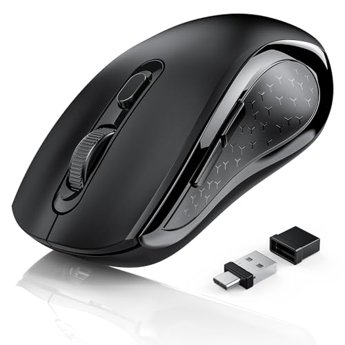 Computer-Maus für PC-aufladbare 2.4GHz Optische (Bluetooth+USB+USB C) Modi Wireless Mice- 800/1200/1600DPI 6 Tasten für Laptop Computer PC Bild 1