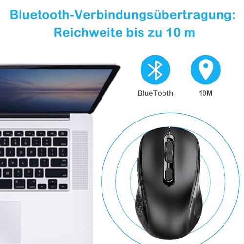 Computer-Maus für PC-aufladbare 2.4GHz Optische (Bluetooth+USB+USB C) Modi Wireless Mice- 800/1200/1600DPI 6 Tasten für Laptop Computer PC Bild 3