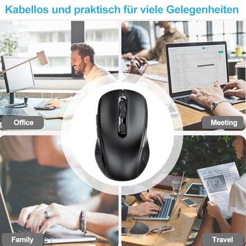 Computer-Maus für PC-aufladbare 2.4GHz Optische (Bluetooth+USB+USB C) Modi Wireless Mice- 800/1200/1600DPI 6 Tasten für Laptop Computer PC Bild 6