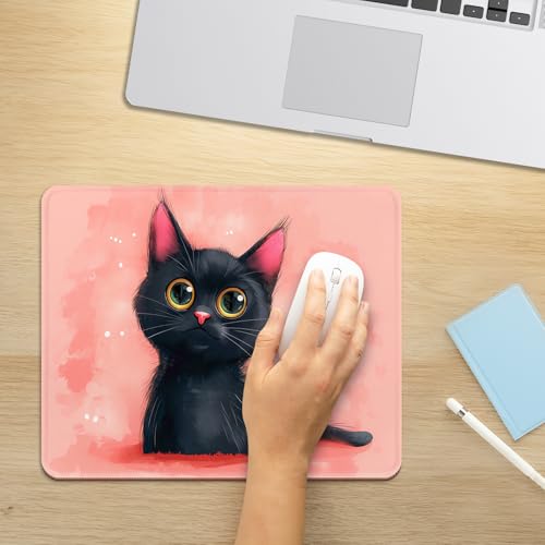 NiHome Mauspad für Gaming und Büro, 270 x 210 mm Mousepad mit Rutschfester Gummibasis, Ultra-glatter Oberfläche für Präzision, ideal für PC, Laptop und Computer （Kätzchen） Bild 6