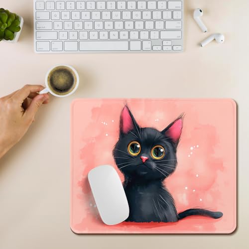 NiHome Mauspad für Gaming und Büro, 270 x 210 mm Mousepad mit Rutschfester Gummibasis, Ultra-glatter Oberfläche für Präzision, ideal für PC, Laptop und Computer （Kätzchen） Bild 7