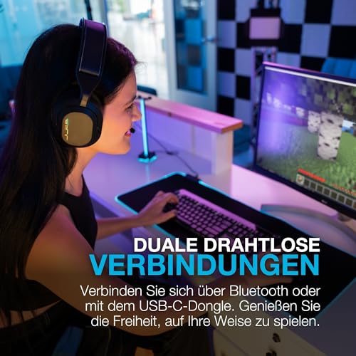 JLab Nightfall Kabelloses Over-Ear-Gaming-Headset, Gaming-Kopfhörer mit Mikrofon für PC/PlayStation/Nintendo Switch, 50 mm Treiber, Wolkenschaumkissen und schallisolierende Innenablage Bild 2