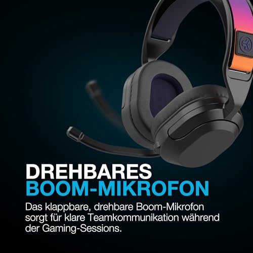 JLab Nightfall Kabelloses Over-Ear-Gaming-Headset, Gaming-Kopfhörer mit Mikrofon für PC/PlayStation/Nintendo Switch, 50 mm Treiber, Wolkenschaumkissen und schallisolierende Innenablage Bild 4