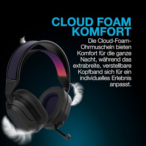 JLab Nightfall Kabelloses Over-Ear-Gaming-Headset, Gaming-Kopfhörer mit Mikrofon für PC/PlayStation/Nintendo Switch, 50 mm Treiber, Wolkenschaumkissen und schallisolierende Innenablage Bild 6