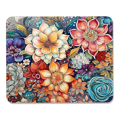 BOLELAW Hochpräzises Mauspad 260 x 210 mm - Das rutschfeste Allround-Pad mit robuster Naht für Gaming, Design und Büro am Computer, Laptop, Computer, Ölgemälde-Blumen Bild 1