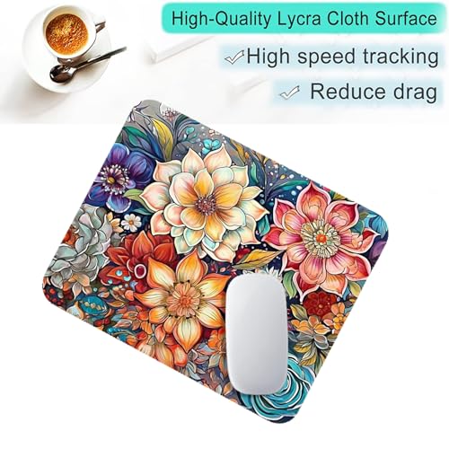 BOLELAW Hochpräzises Mauspad 260 x 210 mm - Das rutschfeste Allround-Pad mit robuster Naht für Gaming, Design und Büro am Computer, Laptop, Computer, Ölgemälde-Blumen Bild 5