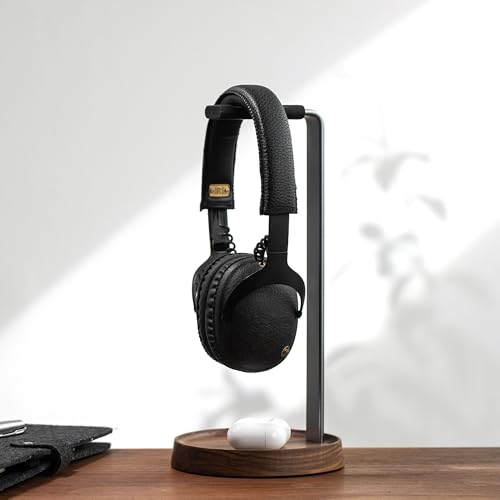 muso wood Kopfhörer Ständer Headset Halterung für Tisch aus Walnussholz und Aluminium, universeller Kopfhörerständer stabiler Kopfhörerhalter für Gaming-Headset und Musik-Headset Bild 2