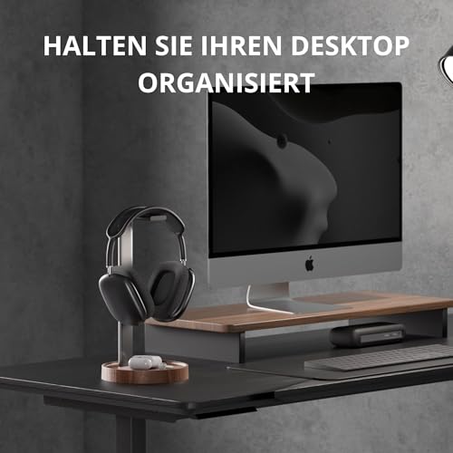 muso wood Kopfhörer Ständer Headset Halterung für Tisch aus Walnussholz und Aluminium, universeller Kopfhörerständer stabiler Kopfhörerhalter für Gaming-Headset und Musik-Headset Bild 5