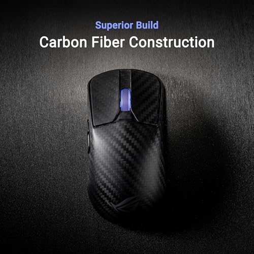ASUS ROG Harpe Ace Extreme kabellose Gaming-Maus, Kohlefaser-Bauweise, 47 g leicht, AimPoint Pro 42K optischer Sensor, optische Mikroschalter, ROG Polling Rate Booster, Esports & FPS-Gaming, Schwarz Bild 2
