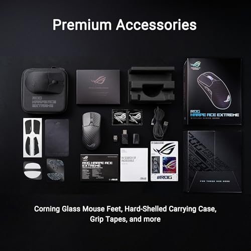 ASUS ROG Harpe Ace Extreme kabellose Gaming-Maus, Kohlefaser-Bauweise, 47 g leicht, AimPoint Pro 42K optischer Sensor, optische Mikroschalter, ROG Polling Rate Booster, Esports & FPS-Gaming, Schwarz Bild 7