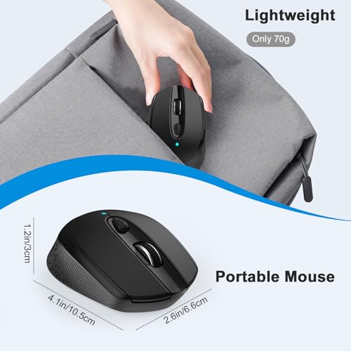 Maus Kabellos USB C, Funkmaus Batterie Klein 2.4G Computer Maus mit USB C Empfänger 3 Verstellbare DPI Level Silent Mouse mit 6 Tasten, mit EIN Aus Schalter für MacbookPro/Air Chromebook Laptop Bild 6