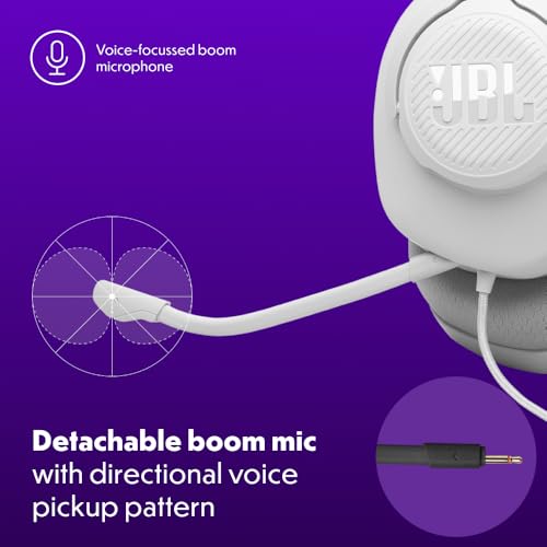 JBL Quantum 100M2 Kabelgebundenes Over-Ear Gaming Headset mit JBL QuantumSOUND Signature, 3,5-mm-Klinke, Multi-Plattform-Kompatibilität und abnehmbarem Mikrofon mit Stummschaltungsoption, Weiß Bild 5