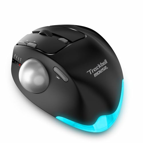 zelotes Kabellose Trackball Maus,Bluetooth,4800DPI,8 Tasten,Daumenbedienung,Wiederaufladbar, Ergonomische Design,Maus Kabellos Funkmaus für Laptop,PC,Tablets Bild 1