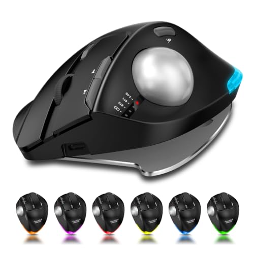 zelotes Kabellose Trackball Maus,Bluetooth,4800DPI,8 Tasten,Daumenbedienung,Wiederaufladbar, Ergonomische Design,Maus Kabellos Funkmaus für Laptop,PC,Tablets Bild 2